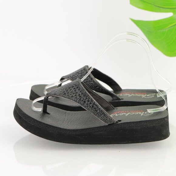 Skechers Womens Vinyasa-Stone Candy Sandal Size 9 Black Thong Flip Flop Slide - Picture 7 of 11